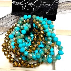 🐠🐟“Sea Blue Gold” Stack .Beautiful Custom Made luxury glass Stack Bracelets✨